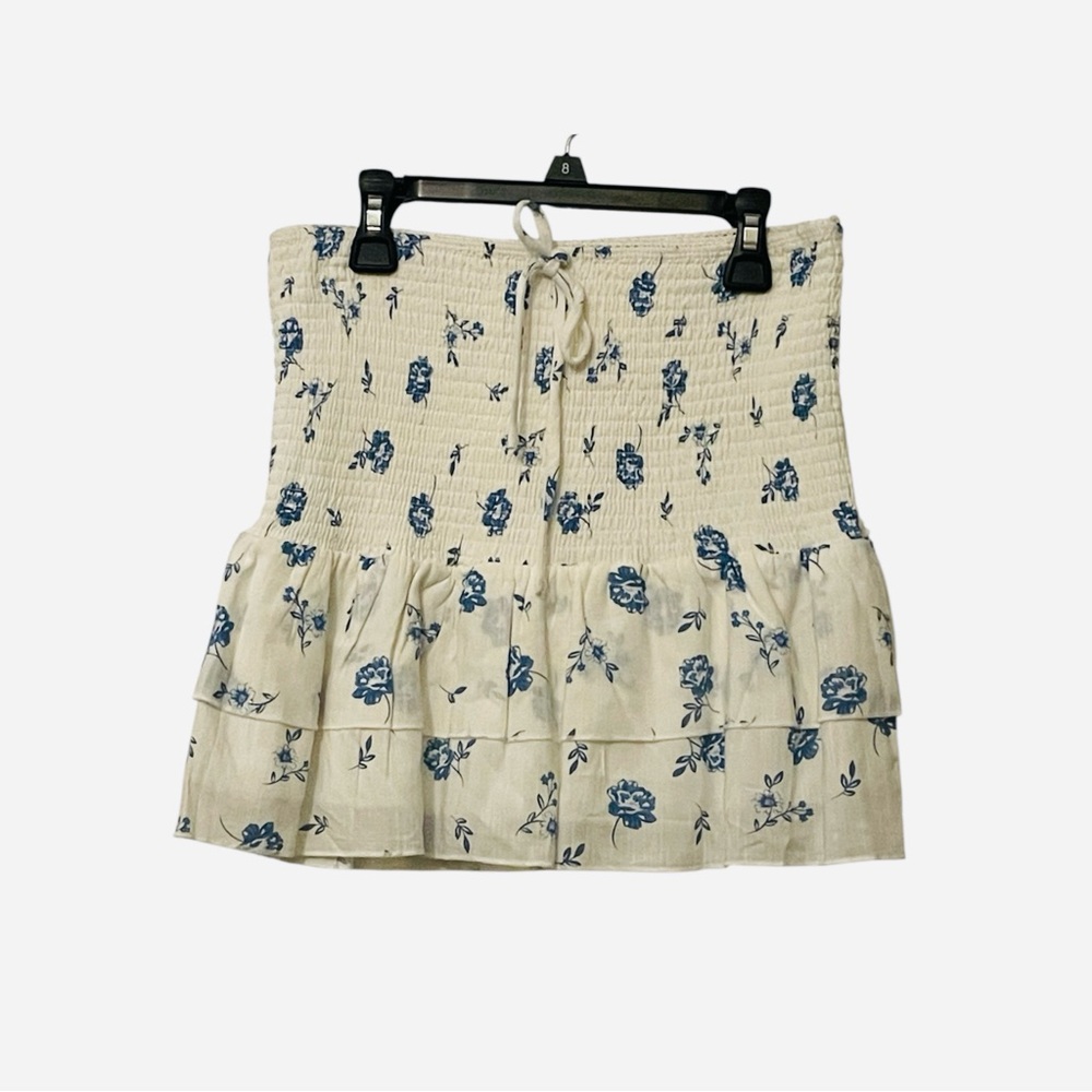 White and Blue Bubble Mini Skirt